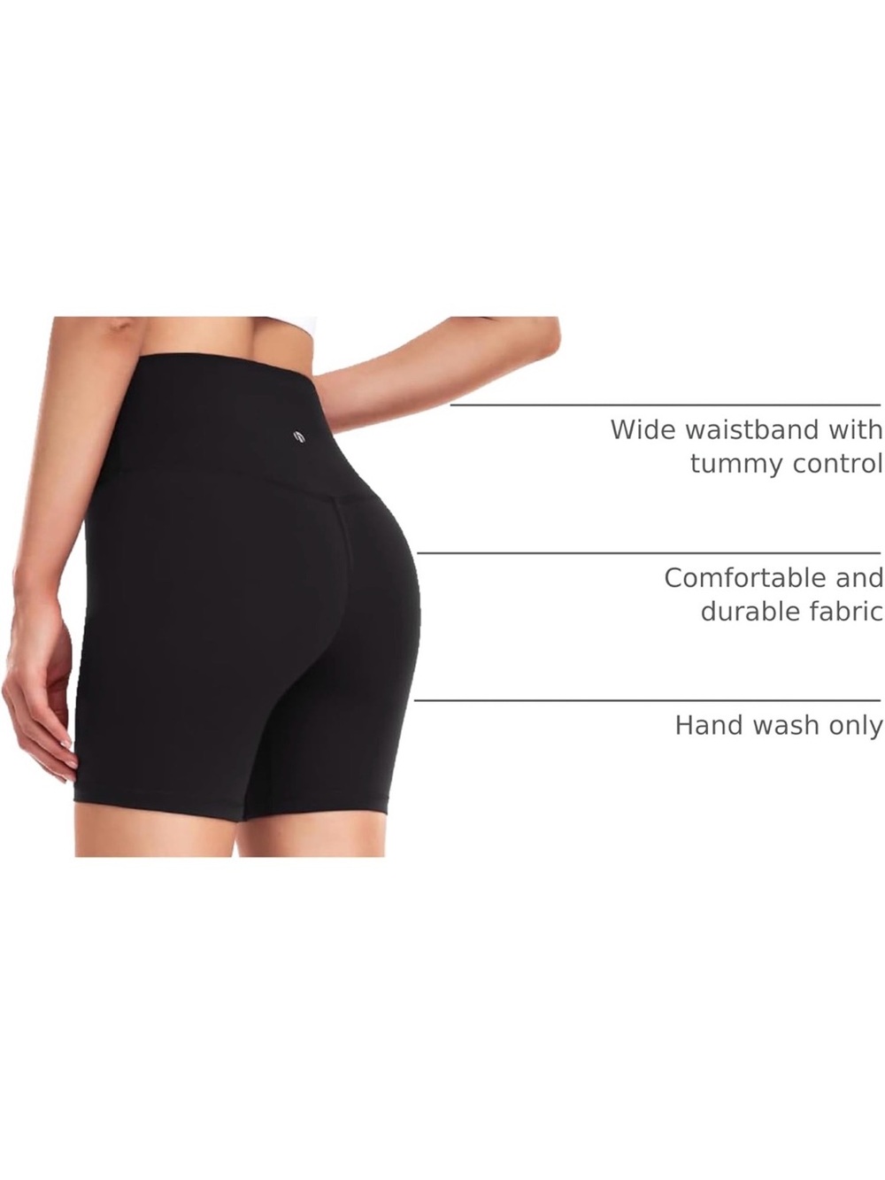 HeyNuts Women's Biker Shorts High Waisted Yoga Running Spandex Shorts Black M - Picture 2 of 15